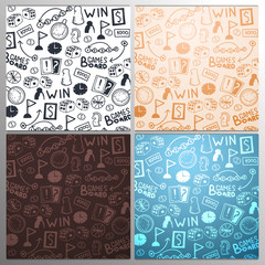 Fototapeta na wymiar Board Games hand draw doodle background. Vector Illustration.