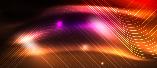 Glowing shiny neon squares abstract background, techno modern template