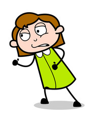 Running Pose - Retro Office Girl Employee Cartoon Vector Illustration﻿