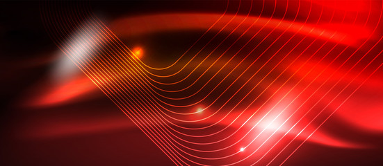 Fototapeta premium Neon square shapes lines on glowing light background