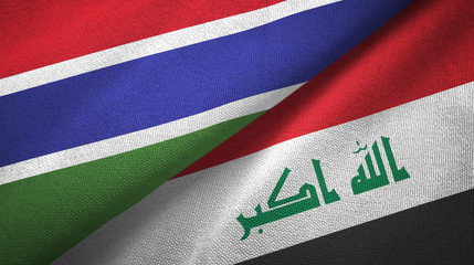 Gambia and Iraq two flags textile cloth