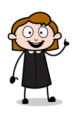 Reminding During Talk - Retro Office Girl Employee Cartoon Vector Illustration﻿