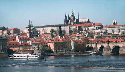 Naklejka na ściany i meble Panorama View of City Prague