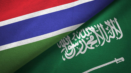 Gambia and Saudi Arabia flags textile cloth