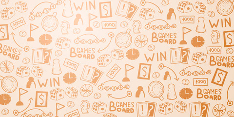 Board Games hand draw doodle background. Vector Illustration.