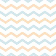 Baby background classic chevron zigzag seamless pattern. Memphis group style pastel blue yellow colors vector