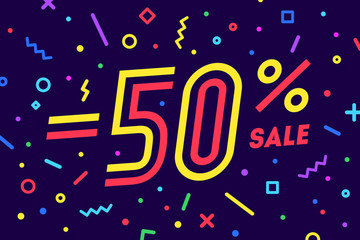 Sale -50 percent. Banner for discount, sale. Design of poster