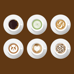 cafe mock up. coffee art latte design. vector illustration