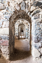 Fototapeta na wymiar Entrance to Infinity in Suomenlinna Sveaborg Sea Fortress, fortress's entrances as stone arcs nested in each other