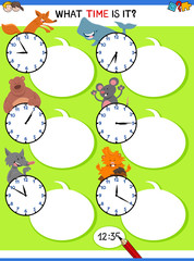 telling time educational activity with animals