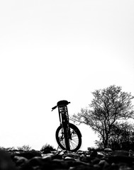 Fototapeta premium Cycle with nature beauty in blackandwhite feature 