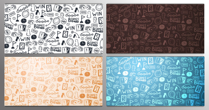 Board Games hand draw doodle background. Vector Illustration.