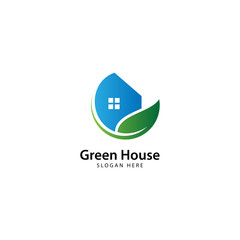 Green House logo template, vector illustration - Vector