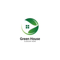 Green House logo template, vector illustration - Vector