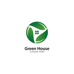 Green House logo template, vector illustration - Vector