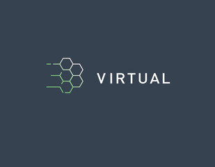 Geometric logo icon abstract lines virtual reality