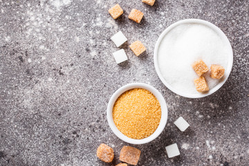 White and brown cane sugar