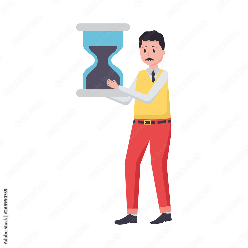 Sticker businessman with hourglass