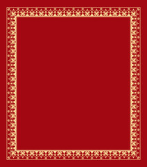 Decorative frame Elegant vector element for design in Eastern style, place for text. Floral golden and red border. Lace illustration for invitations and greeting cards