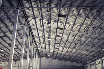 Beautiful closeup metal steel and aluminium frame buildings factory and cargo construction design