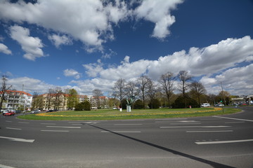 Fototapeta premium Impressions from the Falkensee Square (Falkenseer Platz) in Berlin Spandau on April 6, 2017, Germany