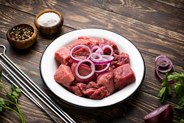 Ingredients for cooking shish kebab or shashlik