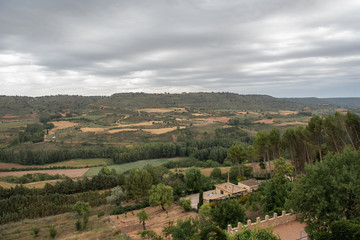 Landscape of a small village in Spain with cloudy weather