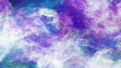 Abstract fantastic blue and violet clouds. Colorful fractal background. Digital art. 3d rendering.