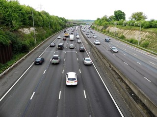M25 London Orbital Motorway near Junction 17 in Hertfordshire, UK
