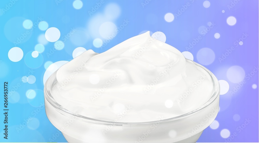 Canvas Prints close up of a white beauty cream or yogurt on white background with clipping path