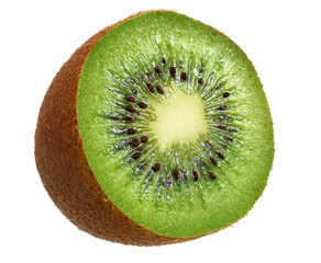 Slice of kiwi fruit isolated on white background