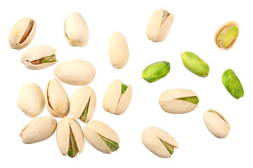 pistachio isolated on the white background. top view