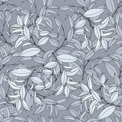 Tea seamless pattern on gray background. Hand drawn colorful vector illustration.