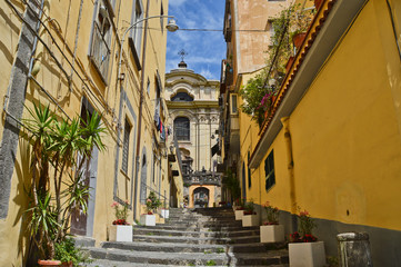 A street in the historic center of Naples, in Italy