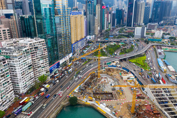 Naklejka premium Top view of Hong Kong island district