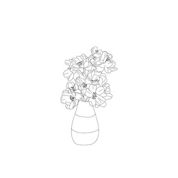 recommend clip art: Cherry blossom on vase drawing