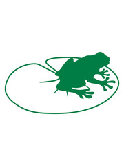 kröte seeblatt frosch silhouette umriss umrandung kontur amphibie tier klein süß niedlich cool logo sitzend tümpel clipart