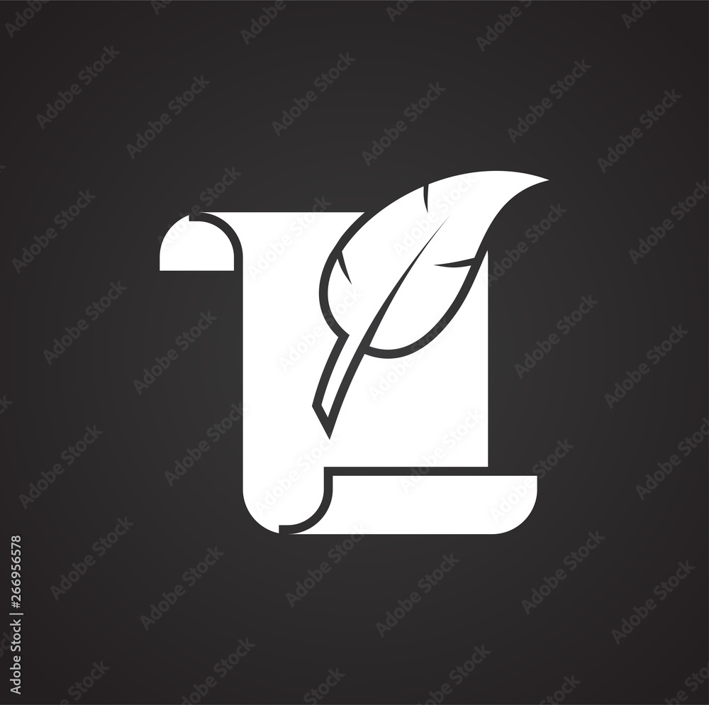 Poster feather icon on background for graphic and web design. simple vector sign. internet concept symbol f