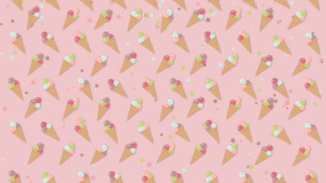 Ice cream moving background pattern