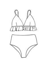 Hand drawn summer bikini illustration. Actual tropical vector background. Artistic doodle drawing pattern. Creative ink art work