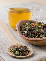 tea on the kitchen table. 