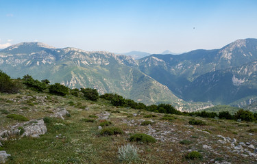 view point to the lower Alp mountains in the French Riviera back country in summer