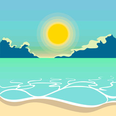Obraz na płótnie Canvas Isolated beautiful seascape with sunset illustration - Vector