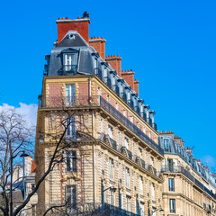 Paris, beautiful building, typical parisian facade 