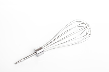 a whisk for whipping cream a nozzle for an electro blender on a white background.