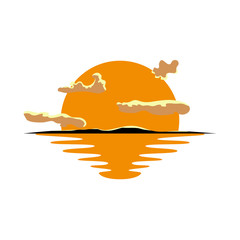 Isolated beautiful sunset with reflection in the water- Vector