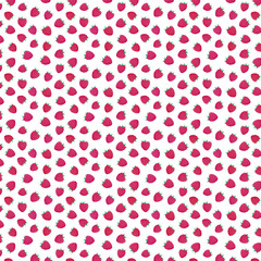 Pattern of ripe raspberries on a white background