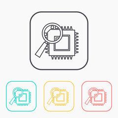 vector outline icon of microchip discover