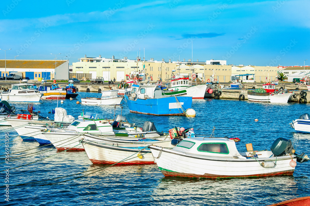 Poster peniche harbor,fishing boats, portugal