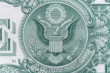 United States Federal Reserve System symbol, Eagle logo - ultra macro Close up.